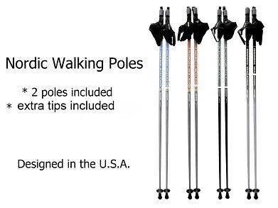 NEW NORDIC WALKING POLES FITNESS STICKS TREKKING HIKING BLUE/SILVER 