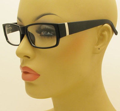   Rectangular Clear Lens Glasses Black Color Plastic Unisex Eyeglasses