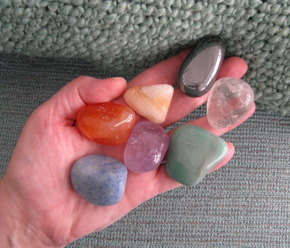   CHAKRA CRYSTAL HEALING NATURAL TUMBLED GEMSTONE SET OF 7 LARGE STONES