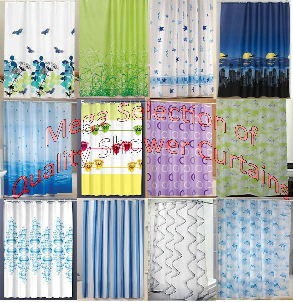 New Modern Quality Bathroom Shower Curtains   Extra Long 180 / 200cm 