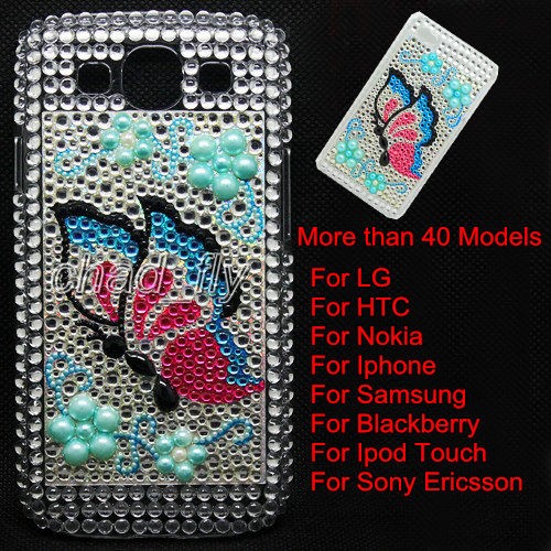 Butterfly Diamond Bling Crystal Hard Back Case Cover Skin For Mobile 