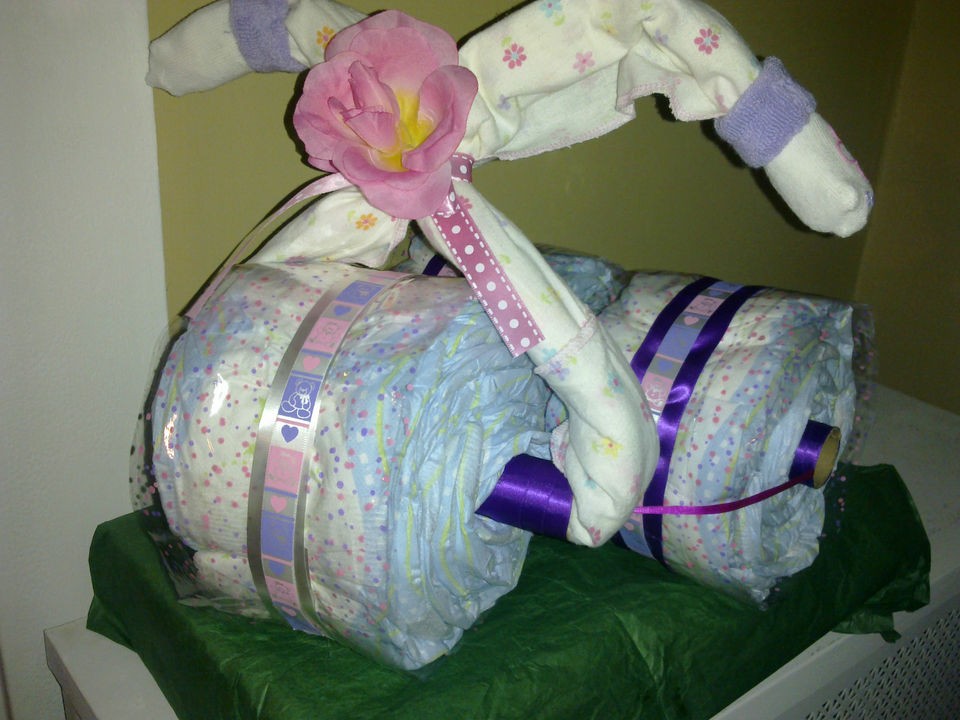 Custom Baby Shower Gift   Diaper Cake, Trike, Bike, Motorcycle, 3 Tier 