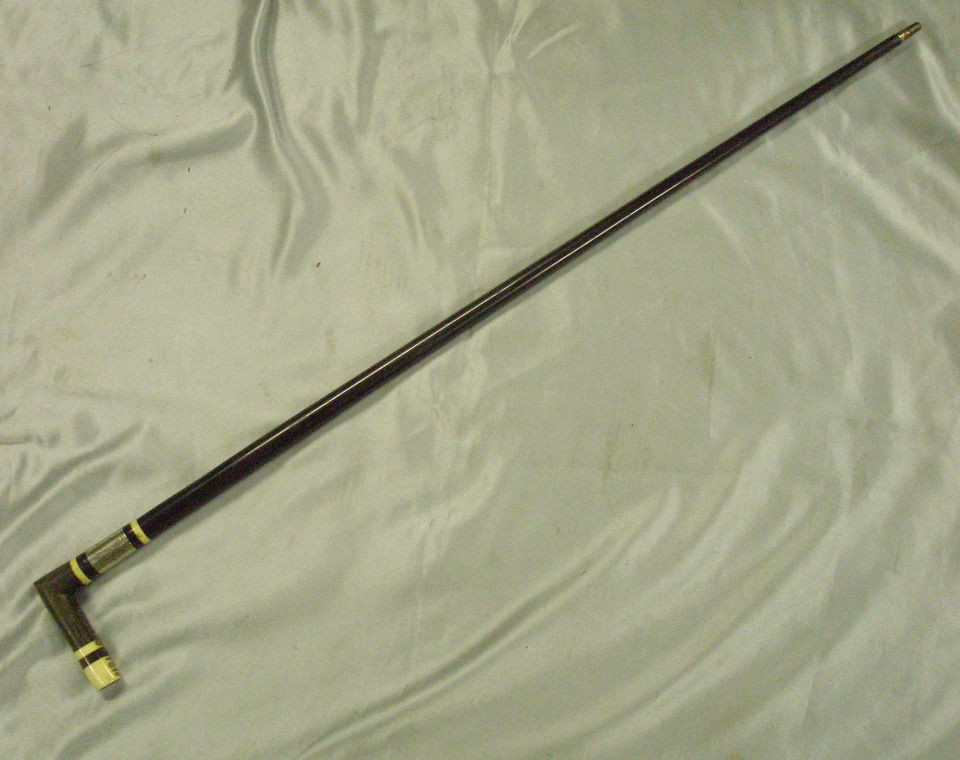 STUNING OX BONE EBONY SILVER WALKING STICK 33  a.sheward maker.