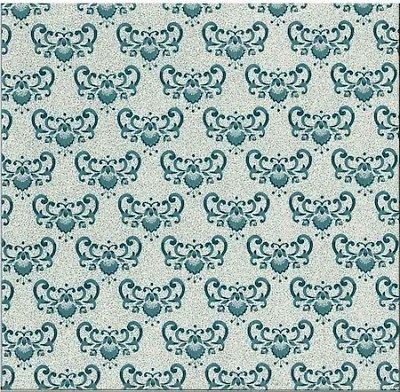 WALLPAPER DAMASK VINTAGE TEAL WHITE DOUBLE ROLLS