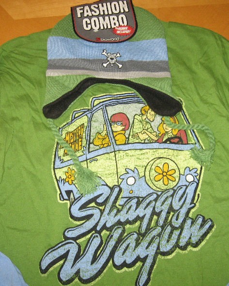 NWT Scooby Doo Mystery Machine Character Shirt & Beanie Hat Size Mens 