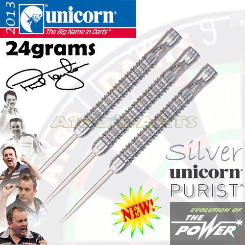 NEW 2013 UNICORN PHIL TAYLOR PURIST PHASE 3 SCALLOPED SILVER DARTS 90%