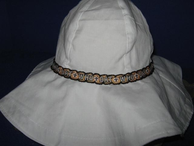 White Sun Bonnet with Who Dat Ribbon