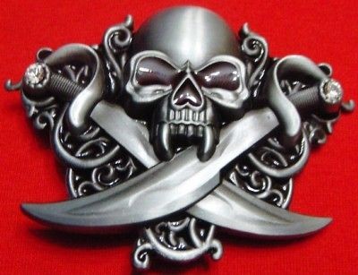 Skull Belt Buckle, Skull Swords, Knives, Punk, Goth,New