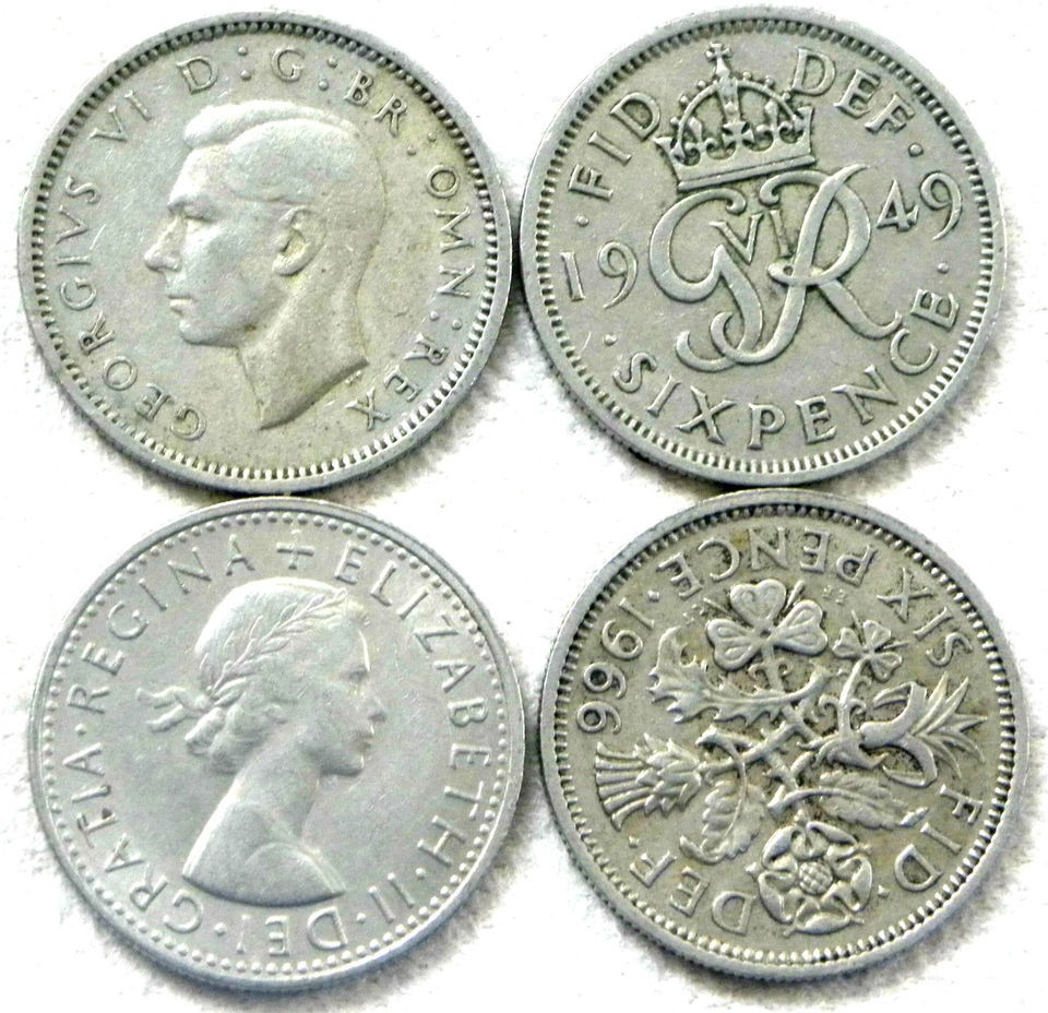 SIX PENCE SINGLE VINTAGE BRITISH COINS PRE DECIMAL FROM 1947 TO 1967