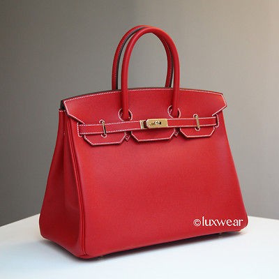 Rouge Casaque & Permabrass hardware 35cm HERMES CANDY BIRKIN BAG