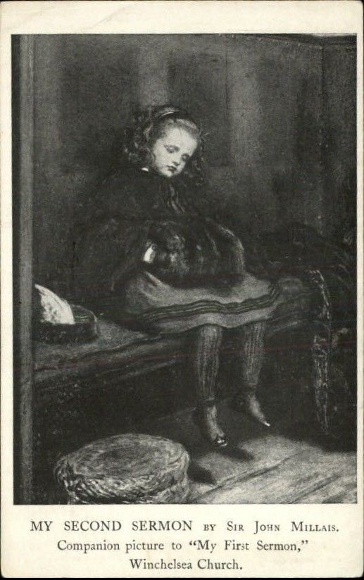 Little Girl Sleeping on Bench at Church Sir John Millais c1910 