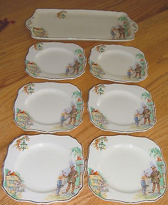   , ENGLAND, SUNSHINE SERIES, DAVID COPPERFIELD 7 PC. DESSERT SET