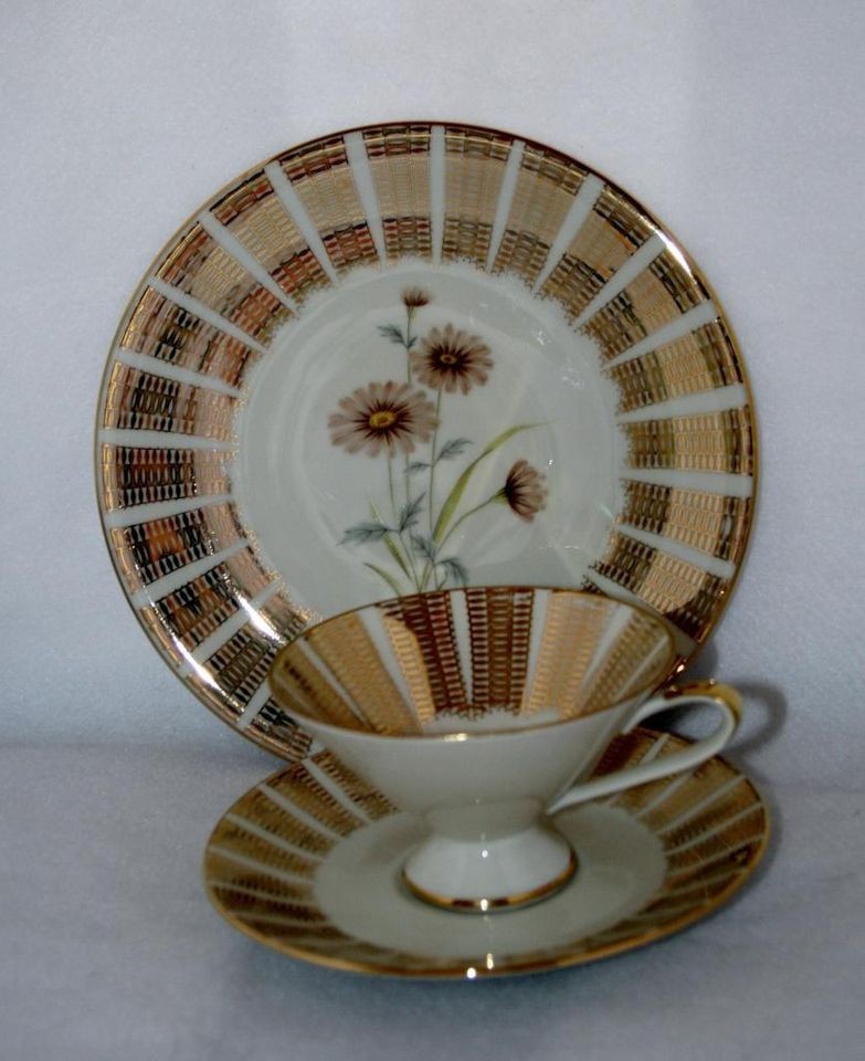   Modern Elfenbein Bavaria 3 Piece Cup Saucer Dessert Plate #1106