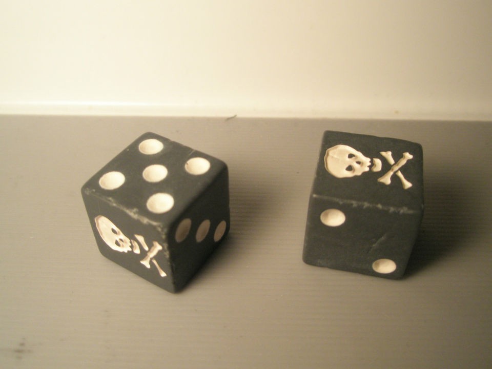 Pirates Set of Dice Skull & Crossbones Snake Eyes Jolly Roger Design