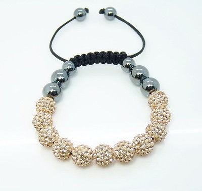 New Gift Champagne HipHop 11 Disco Balls 10mm Shamballa Crystal Bead 