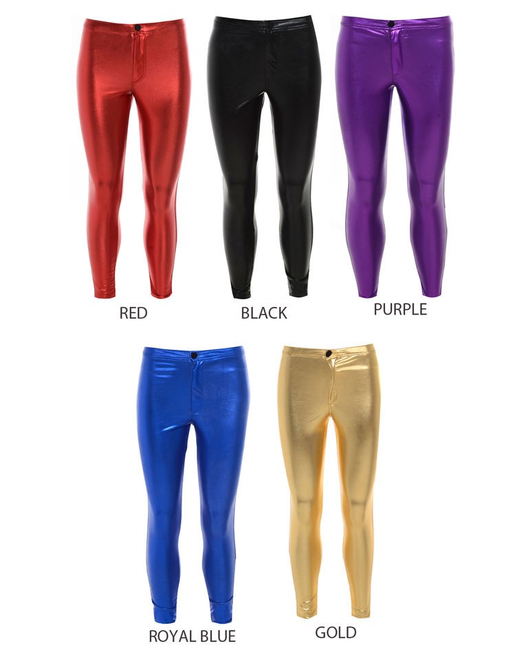 NEW WOMENS LADIES HIGH WAISTED DISCO SHINY APPAREL LEGGINGS SIZES 8 10 