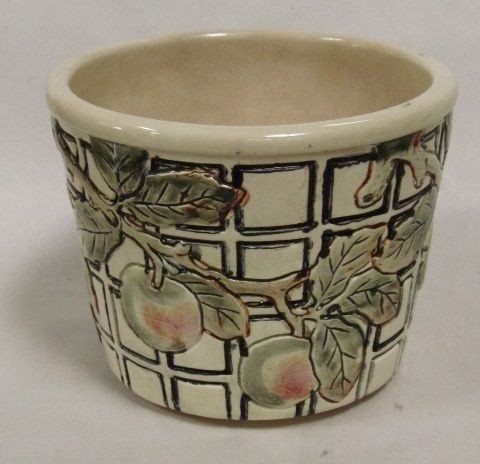 1920s 30s Weller Rosemont Raised Relief Apple 5 Jardiniere