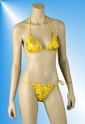 NEW DOLCE & GABBANA LADIES YELLOW LOGO DG EMBOSSED 2PC SWIM SUIT 