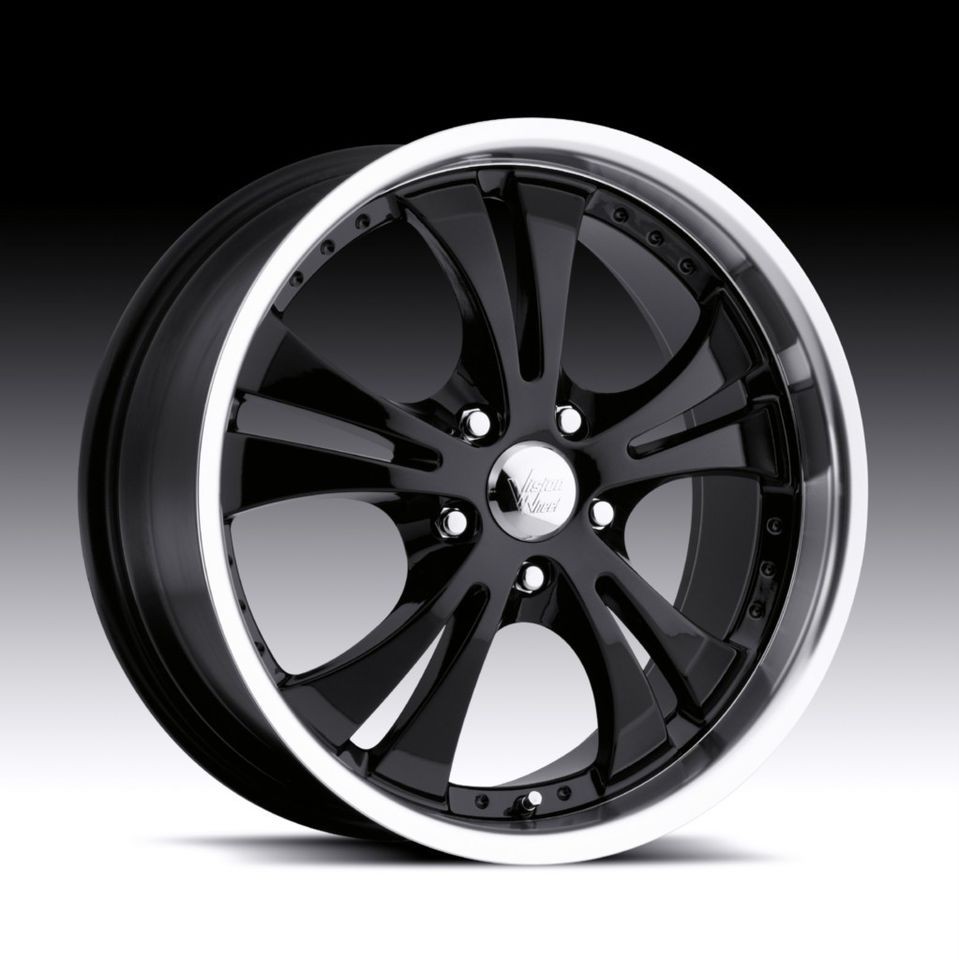 15 inch Vision Shockwave Black Wheels Rims 5x100 +38