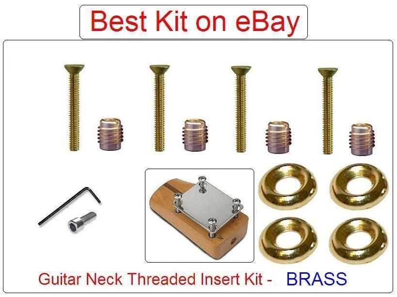 GuitarTechs ALL BRASS GUITAR NECK INSERT KIT for Bolt On Necks