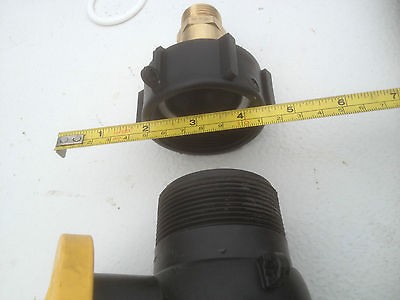 275   330 gallon IBC Tote tank drain adapter 2 NPT fine x brassgarden 