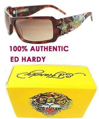 ED HARDY SUNGLASSES EHS021 SHERIFF DRAGON HAVANA So Hot New LOOK