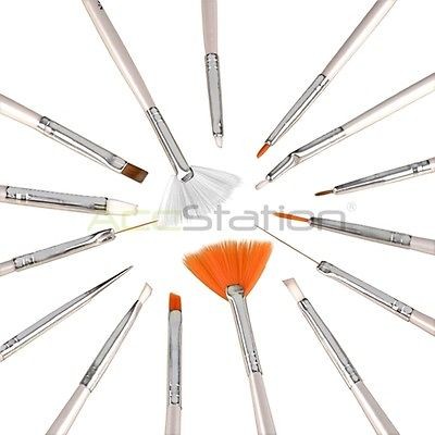 15Pcs Nail Art Design Painting Drawing Brush Pen Polish Tips Set