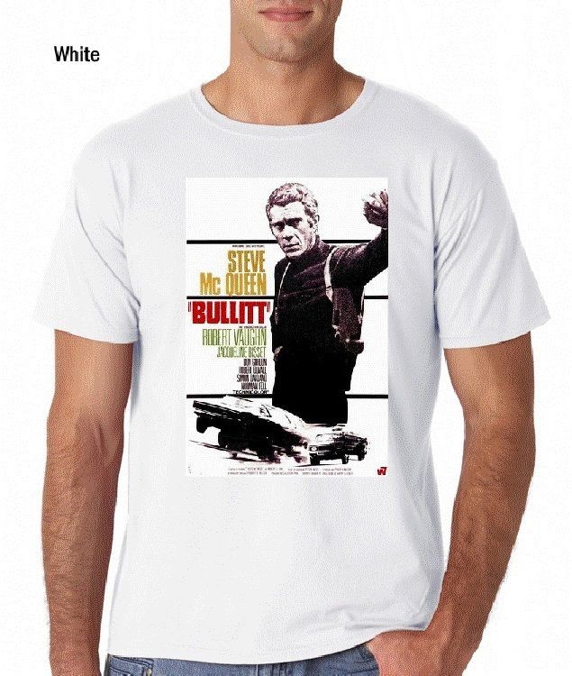 STEVE MCQUEEN MOVIE STAR BULLITT POSTER SAN FRANCISCO COP RETRO TEE 