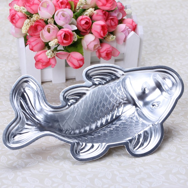 inch Aluminum Cake Mold 3D Pan Fancy Golden Carp Fish Plunger Tool 