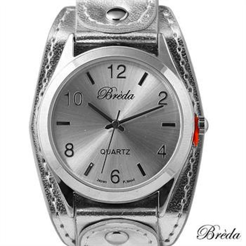   IN BOX. BREDA LADIES DUAL TIME CRYSTALS TIMEPIECE WATCH. UNIQUE