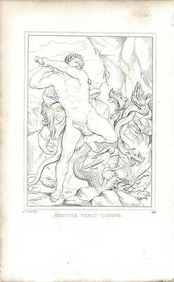   Hercules Slaying The Hydra Guido Reni French Museum Miniature Drawing