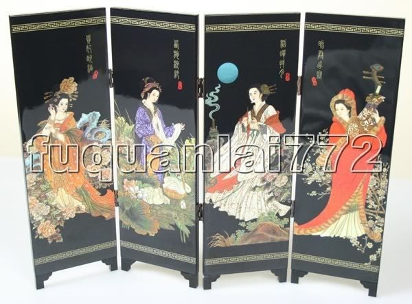 Home Decor Chinese Art Folding 4 Panels Screen #553