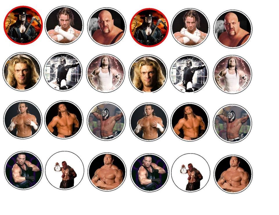 wrestling stars world edible topper RICE PAPER BUN FAIRY CAKE muffin 