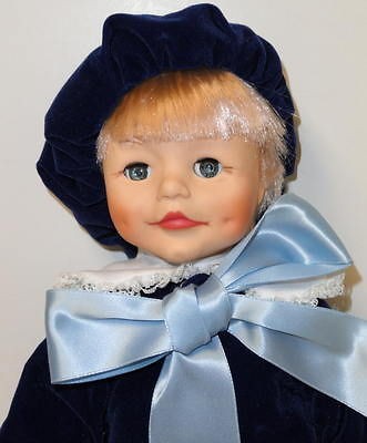 VINTAGE EFFANBEE PARTY TIME BOY DOLL IN BLUE VELVET ~ VINYL DOLL 