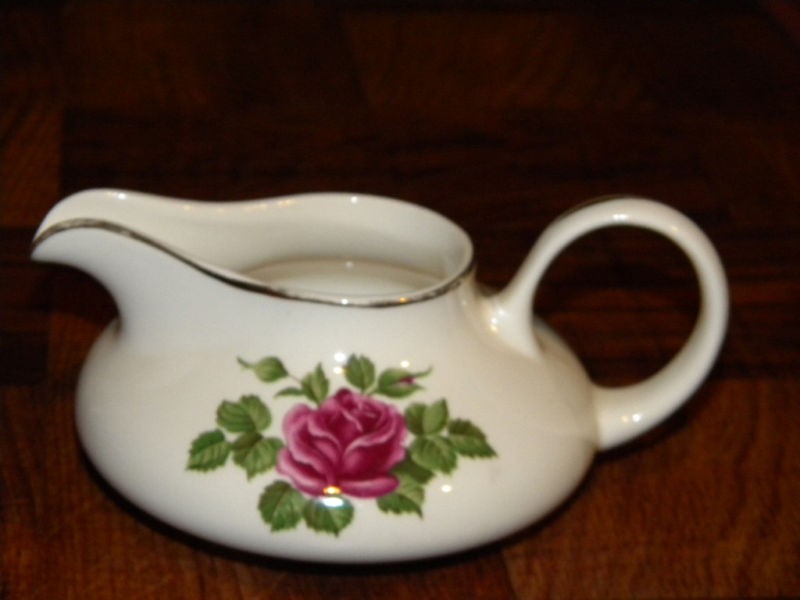 Vintage Harker Pottery 22kt gold Creamer w/ Rose Design