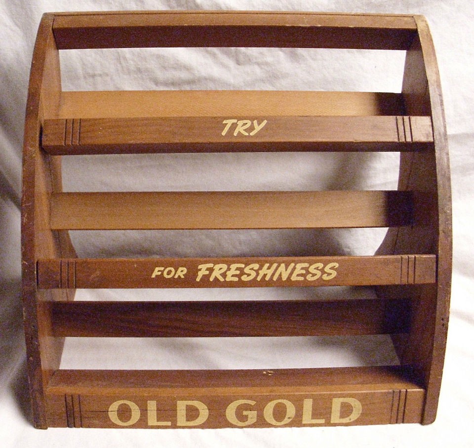 OLD GOLD CIGARETTES ART DECO COUNTERTOP DISPLAY WOODEN RACK