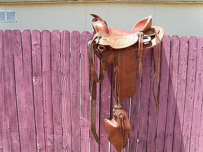 Custom Made 15 Round Skirt Pleasure Saddle 4 Cantle Rawhide Trim 