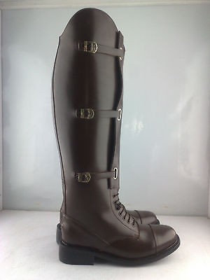Men Field Leather Equestrian English Horse Riding Boot with Tan Top US 