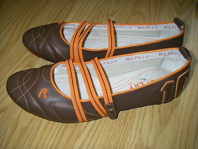 NWOB Replay brown & orange flats size 7.5 8M