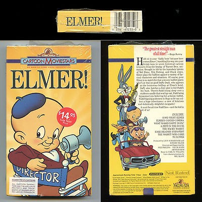 884  New VHS   ELMER   Cartoon Moviestars   Cut across UPC 