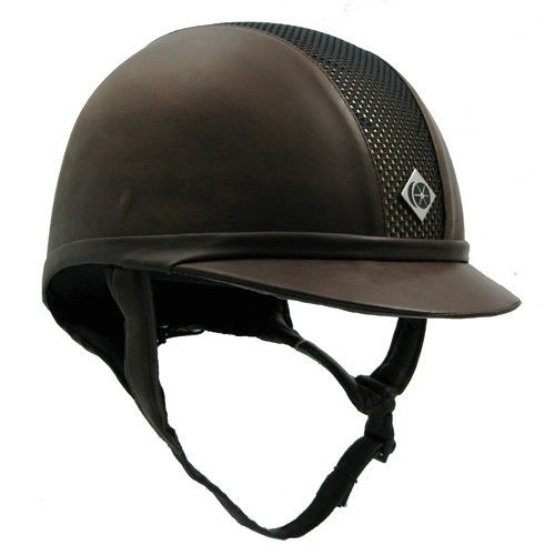 Charles Owen AYR8 Riding Helmet   BLACK/BLACK Leather Look   Last Ones 