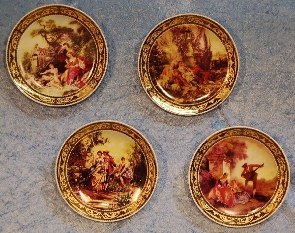 Three Star Porcelain Decoration Wall Plates, Set of 4, Romantic 