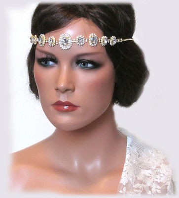 OOAK HANDMADE Grecian SWAROVSKI CRYSTAL RHINEATONE BRIDAL HEADBAND and 