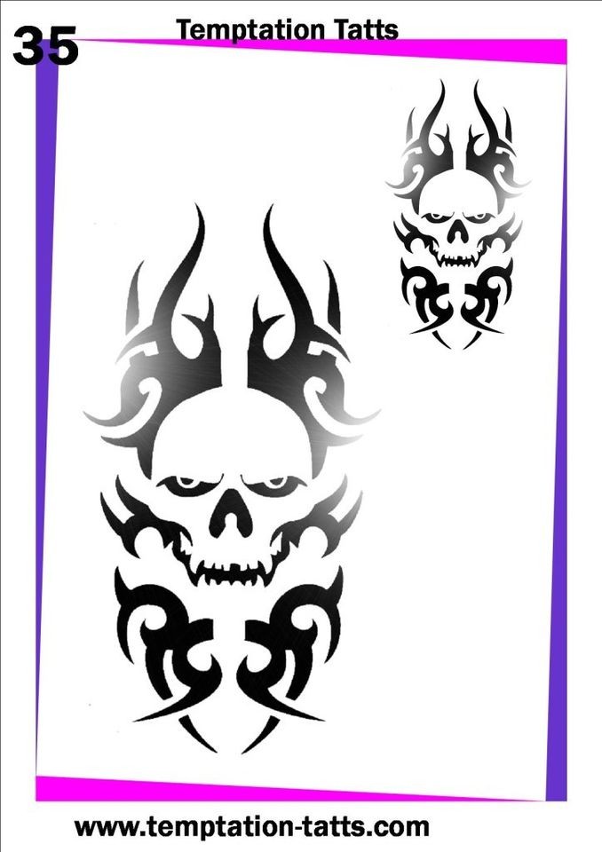 devil head temporary tattoo bodyart stencil #35