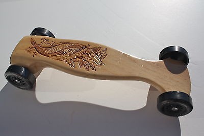 Winning Pinewood Derby Car   Laser Engraved Koi Fish   Must See