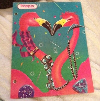 Vintage Mead Trapper Keeper Portfolio Folder Pink Flamingo Rare Design