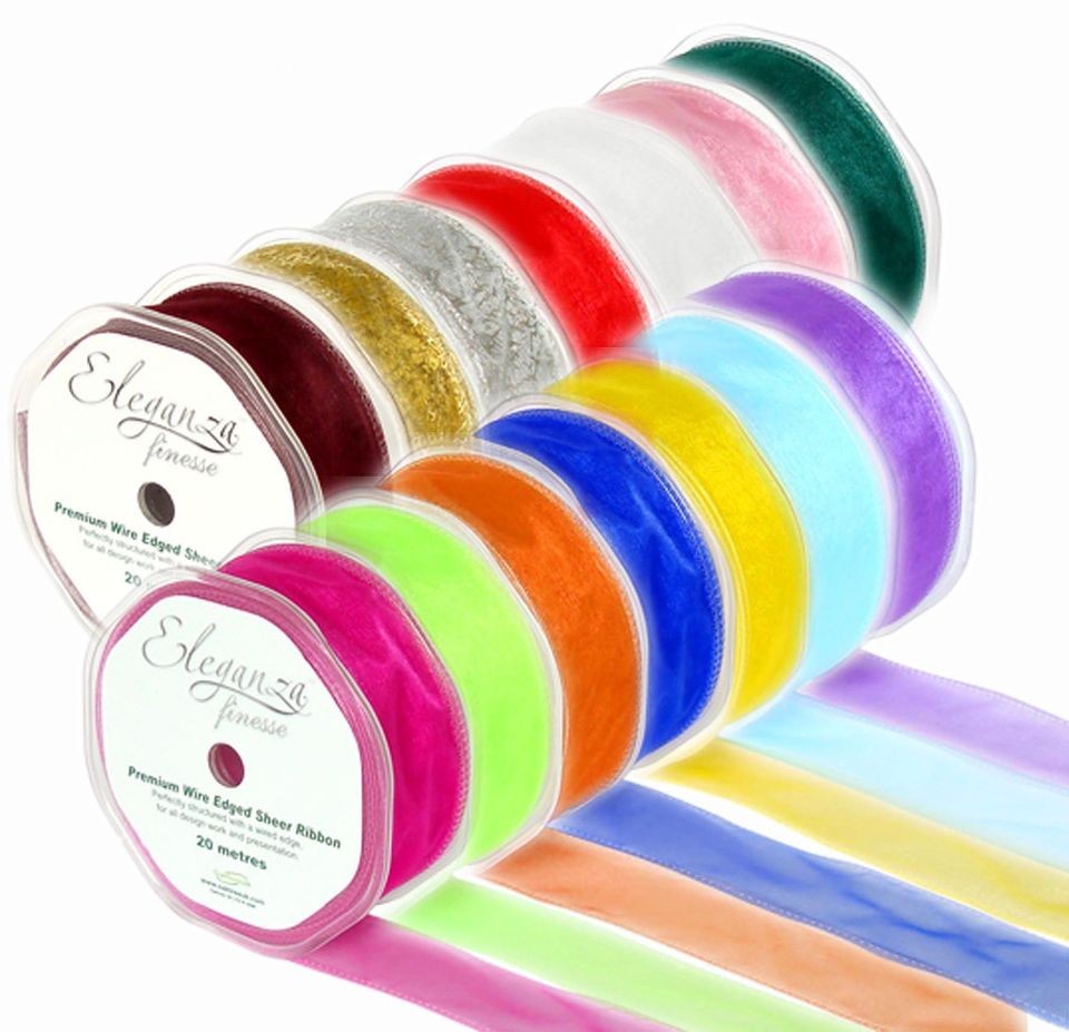   Sheer Organza Wired Ribbon 27 Colours **Free UK 1st Class Postage