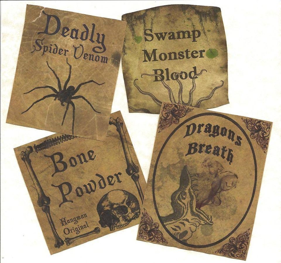 LOT OF~12 Vintage look LABELS~Halloween Special~primitive labels ~