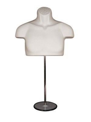 WHITE MALE TORSO MANNEQUIN with METAL BASE / BODY FORM