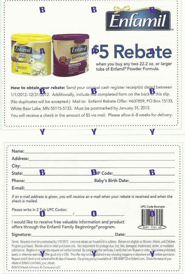 Enfamil Formula $5 Rebate Forms $10 Value